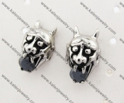 Stainless Steel Black Stone Punk Ear Stud KJE500029