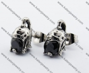 Stainless Steel Black Stone Helmet Ear Stud KJE500030