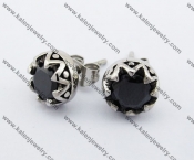 Stainless Steel Black Stone Ear Stud KJE500034