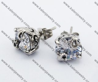 Stainless Steel Stone Fleur De Lis Ear Stud KJE500036