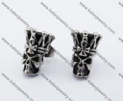 Stainless Steel Inlay Black Stone Skull King Ear Stud KJE500039