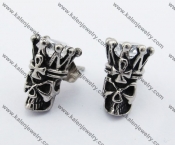 Stainless Steel Inlay Stone Skull King Ear Stud KJE500044