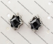 Stainless Steel Black Stone Ear Stud KJE500045