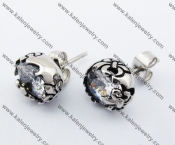 Stainless Steel Stone Fleur De Lis Ear Stud KJE500048