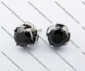 Stainless Steel Black Stone Ear Stud KJE500049