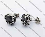 Stainless Steel Stone Fleur De Lis Ear Stud KJE500052