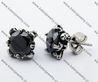 Stainless Steel Black Stone Claw Ear Stud KJE500054