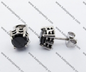 Stainless Steel Black Stone Ear Stud KJE500055