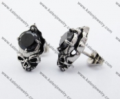 Stainless Steel Black Stone Skull Biker Ear Stud KJE500057