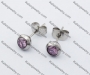 Stainless Steel Purple Stone Ear Stud KJE320105<b style='color:red'> (Unavailable Item, Please remove it)</b>