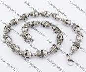 12mm Wide Stainless Steel Skull Necklace KJN170033