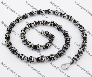 7.5mm Wide Stainless Steel Skull Necklace KJN170036