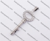 Stainless Steel Overlay Rhinestones Key Pendant KJP570001