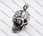 Stainless Steel Inlaid Stones Skull Pendant KJP570002