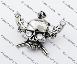 Stainless Steel Musketeer Skull Pendant KJP570008