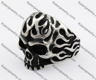 Stainless Steel Flames Skull Ring KJR370301