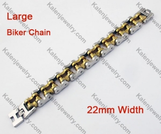 Gold Plated Super Large Stainless Steel Motorcycle Biker Chain Bracelet KJB580002