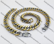 Large Half Gold Necklace & Bracelet Jewelry Set KJS590005