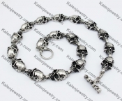 18mm Wide Stainless Steel Skull Necklace KJN550150