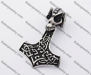Stainless Steel Skull Thor Hammer Pendant KJP170408