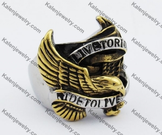 Half Gold Biker Ring KJR010257