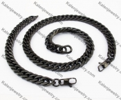Black Stainless Steel Necklace & Bracelet Set KJS150003