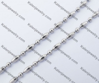(price for 100 meters chain with 200pcs clasps) 3mm wide steel Oval ball chain KJN150302