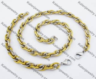 10mm Wide Gold Plating Neckalce & Bracelet Set KJS0016SG