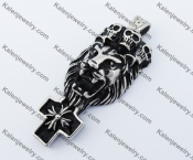 Steel Skull Lion Cross Pendant KJP170525