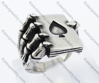 Skeleton Hand Holding Poker Ring KJR370352