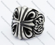 Steel Floral Cross Ring KJR370389