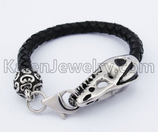 Dilophosaurus Skull Clasp Leather Bracelet KJB550237