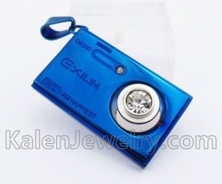 Blue Stainless Steel Camera Pendant KJP140258