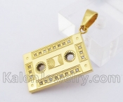 Gold Stainless Steel Audiotape Pendant KJP140260
