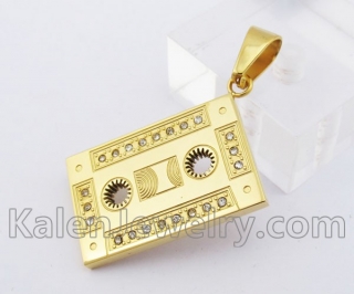 Gold Stainless Steel Audiotape Pendant KJP140260
