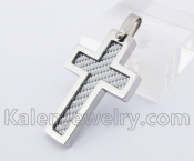 Inlay Carbon Fiber Cross Pendant KJP140311