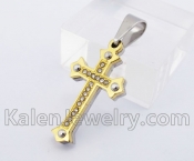 Small Gold Plating Stones Cross Pendant KJP140312