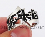 Black Oil Iron Cross Sign Ring KJR370422