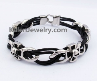 Skull Cross Leather Bracelet KJB550176