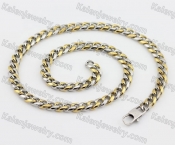 Half Gold Stainless Steel Necklace KJN200084