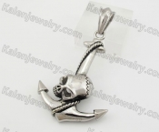 Stainless Steel Anchor Skull Pendant KJP600025