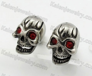 Steel Red Eyes Skull Ear Stud KJE690004