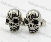 Steel Black Eyes Skull Ear Stud KJE690005