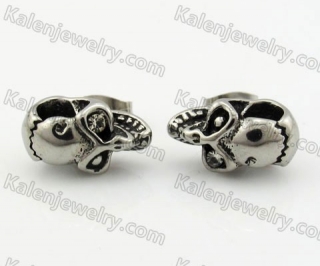 Stainless Steel Stone Eyes Skull Biker Earrings KJE690007