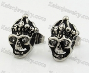 Steel Stone Eyes Crown Skull Ear Stud KJE690011