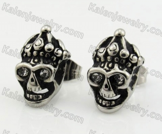 Steel Stone Eyes Crown Skull Ear Stud KJE690011