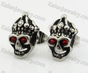 Steel Red Eyes Crown Skull Ear Stud KJE690012
