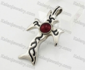 Stainless Steel Red Stone Cross Pendant KJP600117