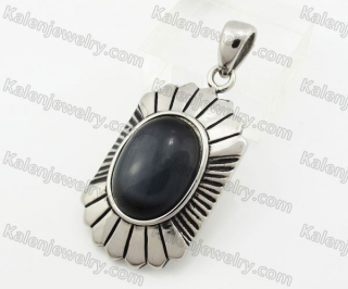 Stainless Steel Black Stone Pendant KJP600164