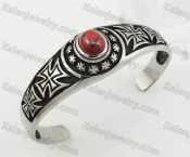 Stainless Steel Red Zircon Iron Cross Bangle KJB350115